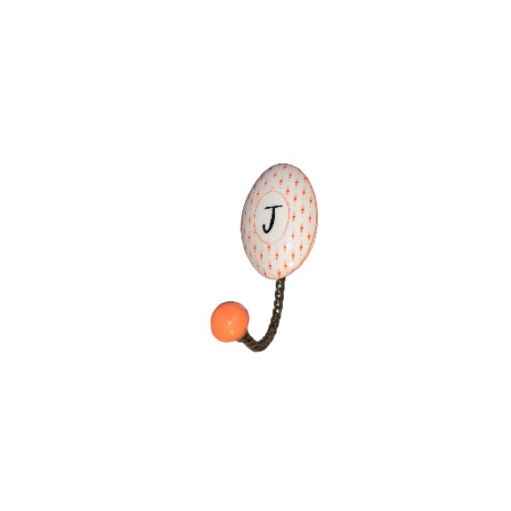 Mr. Boddington’s Studio Ceramic Letter “J” Monogram Hanging Hook